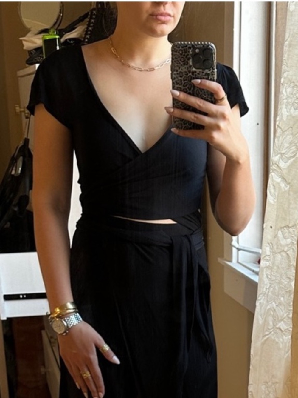Flynn Skye Black wrap top